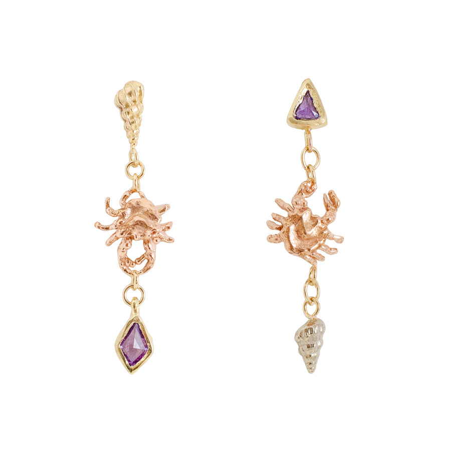 Asymmetrical Crab Earrings