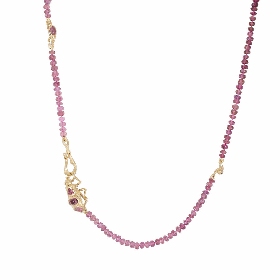 Gold Beetle Necklace with Cruzeiro Pink Tourmaline – 14K Yellow Gold