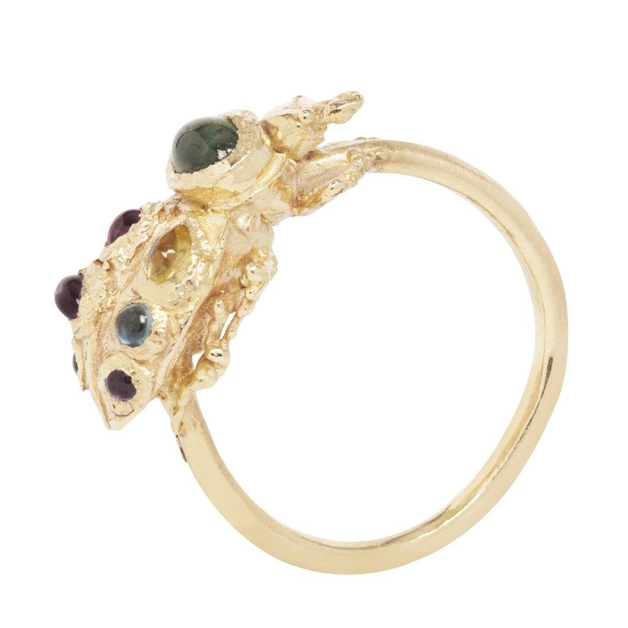 Rainbow Sapphire Pinacate Beetle Ring