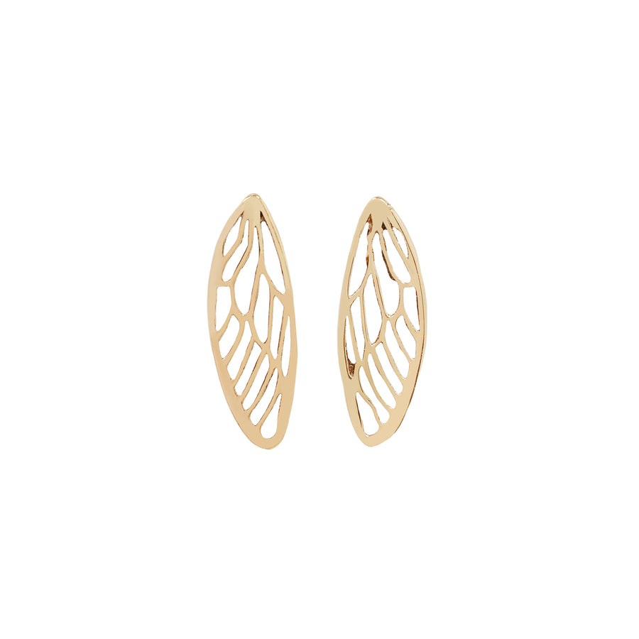 The Smallest Cicada Wing Earrings -14k Yellow Gold