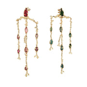 Tourmaline Coral Chandelier Earrings