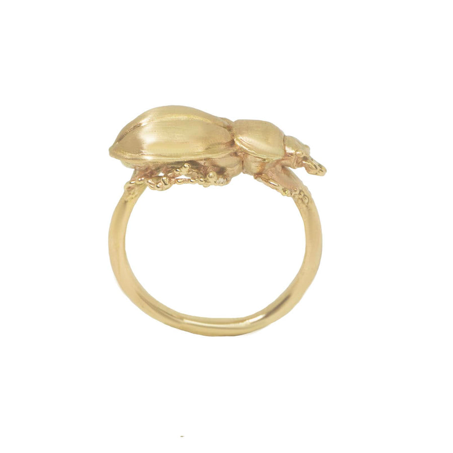 Gold-plated Silver Labradorite Beetle Ring – Bellus Domina